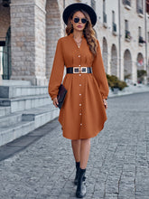 Load image into Gallery viewer, Notched Neck Long Sleeve Dress