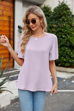 Load image into Gallery viewer, Pleated Flutter Sleeve Round Neck Blouse