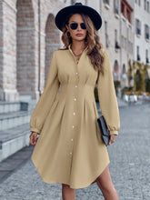 Load image into Gallery viewer, Notched Neck Long Sleeve Dress