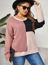 Load image into Gallery viewer, Plus Size Color Block Long Sleeve Sweater