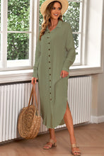 Load image into Gallery viewer, Button Up Long Sleeve Shirt Dress