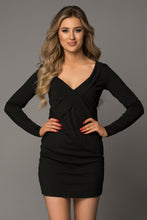 Load image into Gallery viewer, Long Sleeve Plunge Ribbed Bodycon Dress