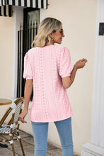 Load image into Gallery viewer, Eyelet Puff Sleeve V-Neck Top