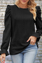 Load image into Gallery viewer, Round Neck Puff Sleeve Blouse