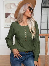 Load image into Gallery viewer, Cable-Knit Round Neck Buttoned Sweater