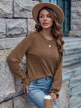 Load image into Gallery viewer, Ribbed Round Neck Flounce Sleeve Blouse