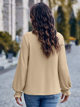 Load image into Gallery viewer, Ribbed Round Neck Flounce Sleeve Blouse