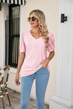 Load image into Gallery viewer, Eyelet Puff Sleeve V-Neck Top