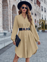 Load image into Gallery viewer, Notched Neck Long Sleeve Dress