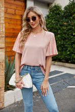 Load image into Gallery viewer, Pleated Flutter Sleeve Round Neck Blouse