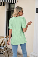 Load image into Gallery viewer, Eyelet Puff Sleeve V-Neck Top