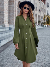 Load image into Gallery viewer, Notched Neck Long Sleeve Dress