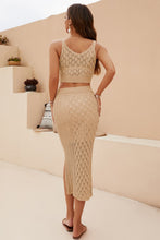 Load image into Gallery viewer, Openwork Cropped Tank and Split Skirt Set