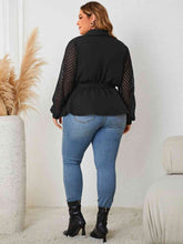 Load image into Gallery viewer, Plus Size Tie Waist Long Sleeve Blouse
