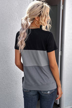 Load image into Gallery viewer, Color Block Side Slit Round Neck T-Shirt