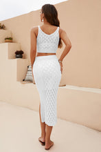 Load image into Gallery viewer, Openwork Cropped Tank and Split Skirt Set