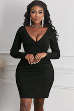 Load image into Gallery viewer, Long Sleeve Plunge Ribbed Bodycon Dress