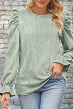 Load image into Gallery viewer, Round Neck Puff Sleeve Blouse