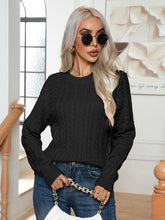 Load image into Gallery viewer, Cable-Knit Round Neck Long Sleeve Sweater