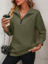 Load image into Gallery viewer, Zip-Up Dropped Shoulder Sweatshirt