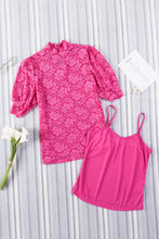 Load image into Gallery viewer, Lace Scalloped Short Puff Sleeve Top