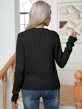Load image into Gallery viewer, Cable-Knit Round Neck Long Sleeve Sweater