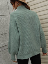 Load image into Gallery viewer, High Neck Balloon Sleeve Rib-Knit Pullover Sweater