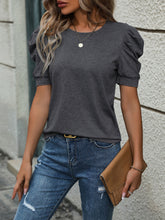 Load image into Gallery viewer, Round Neck Puff Sleeve T-Shirt