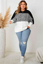 Load image into Gallery viewer, Plus Size Color Block Round Neck Cable-Knit Sweater