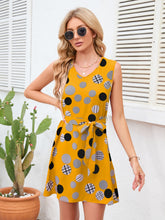 Load image into Gallery viewer, Tied Polka Dot V-Neck Dress