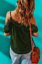 Load image into Gallery viewer, Spaghetti Strap Cold-Shoulder Lace Trim Blouse