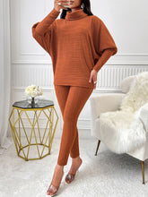 Load image into Gallery viewer, Turtleneck Batwing Sleeve Top and Pants Set
