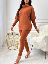 Load image into Gallery viewer, Turtleneck Batwing Sleeve Top and Pants Set
