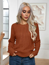Load image into Gallery viewer, Cable-Knit Round Neck Long Sleeve Sweater
