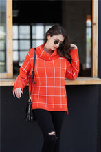 Load image into Gallery viewer, Winter Turtleneck Pullover Loose Plaid Sweater
