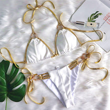 Load image into Gallery viewer, Gold &amp; White Bikini
