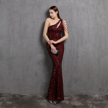 Load image into Gallery viewer, One-Sleeve Sequin Gown
