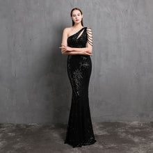 Load image into Gallery viewer, One-Sleeve Sequin Gown

