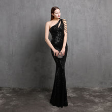 Load image into Gallery viewer, One-Sleeve Sequin Gown
