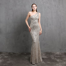 Load image into Gallery viewer, One-Sleeve Sequin Gown
