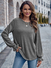 Load image into Gallery viewer, Ribbed Round Neck Flounce Sleeve Blouse
