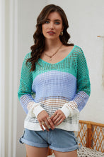 Load image into Gallery viewer, Openwork V-Neck Dropped Shoulder Blouse
