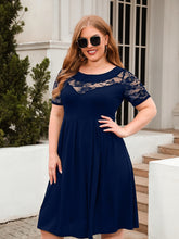 Load image into Gallery viewer, Plus Size Ruched Round Neck Short Sleeve Dress
