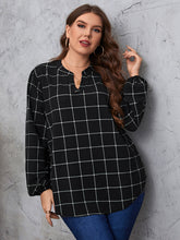 Load image into Gallery viewer, Plus Size Notched Neck Long Sleeve Blouse
