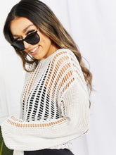 Load image into Gallery viewer, Long Sleeve Round Neck Openwork Cover-Up
