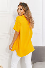 Load image into Gallery viewer, Zenana Full Size Summer Breeze Gauze Short Sleeve Shirt in Mustard
