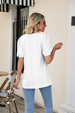 Load image into Gallery viewer, Eyelet Puff Sleeve V-Neck Top
