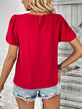 Load image into Gallery viewer, Round Neck Slit Short Sleeve Top
