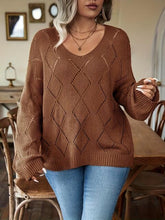 Load image into Gallery viewer, Plus Size Geometric Dropped Shoulder Sweater
