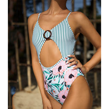 Load image into Gallery viewer, Mixed Print Cut-Out One-Piece Swimsuit
